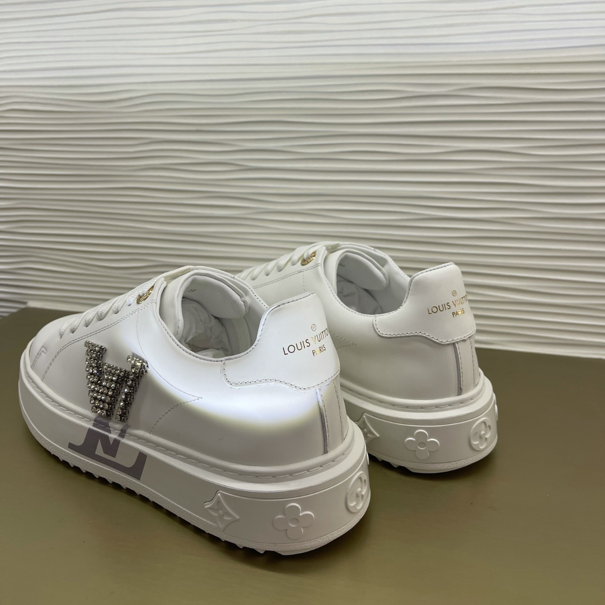 LV Time Out Sneaker White Crystal