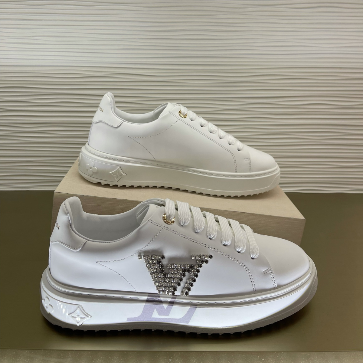 LV Time Out Sneaker White Crystal