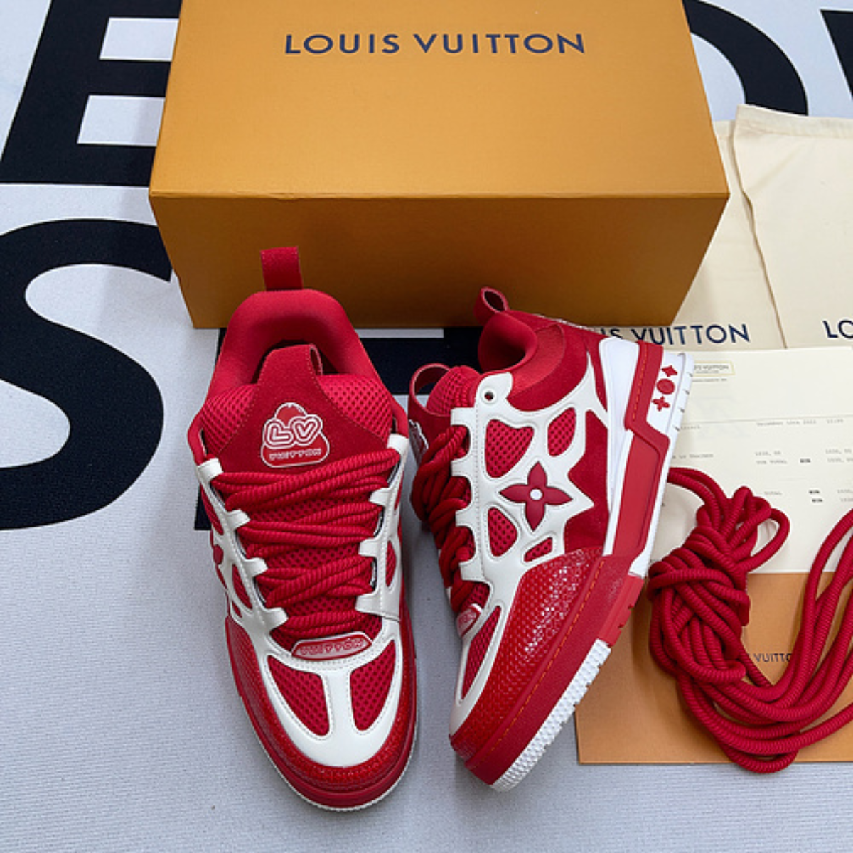 LV Skate Sneaker Red White