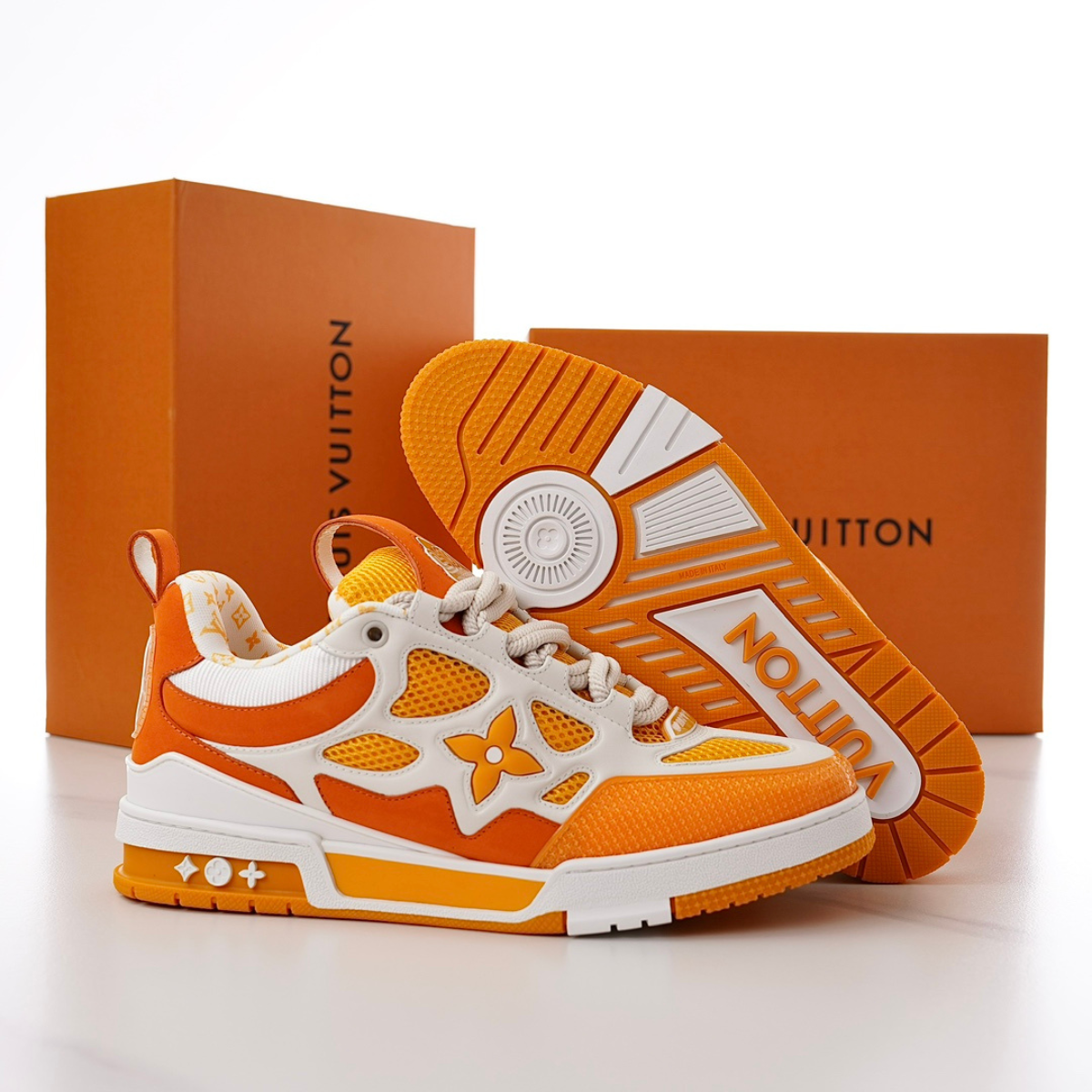 LV Skate Sneaker Orange White