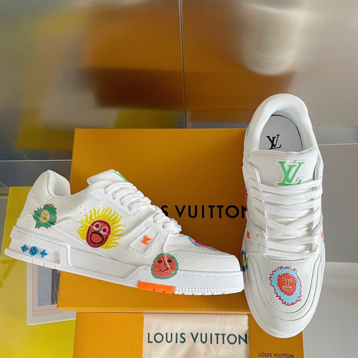 LV x Yayoi Kusama Trainer White Print