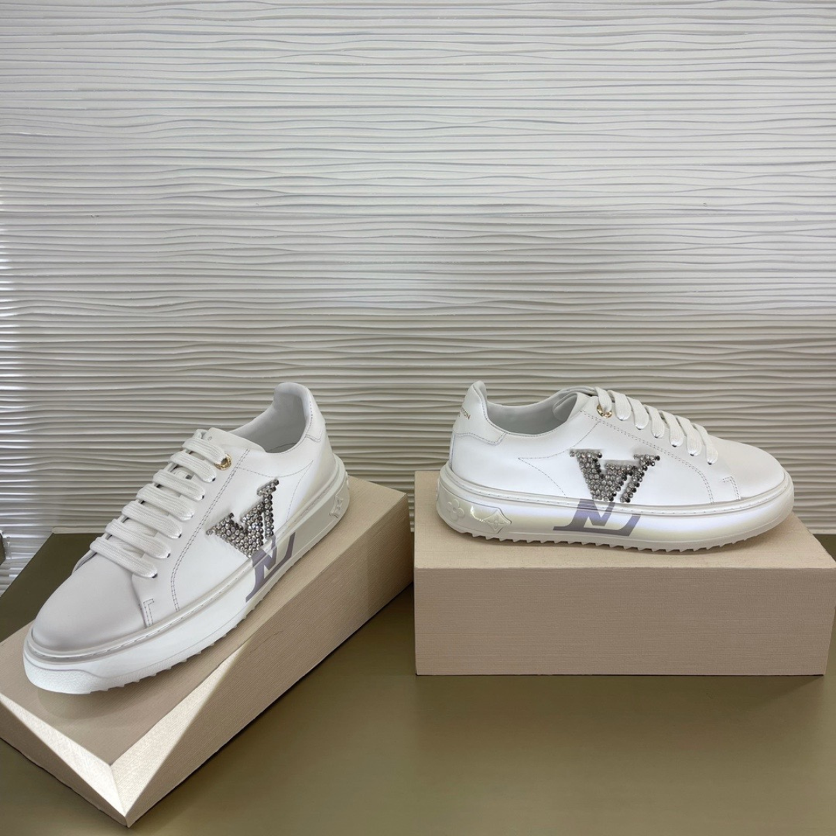 LV Time Out Sneaker White Crystal