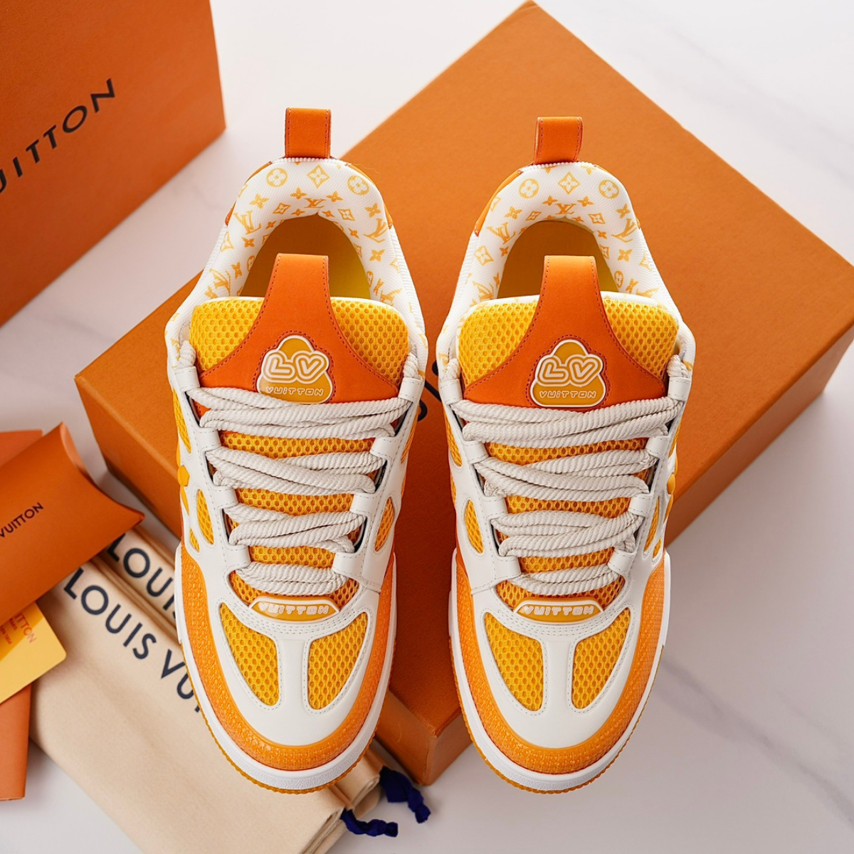 LV Skate Sneaker Orange White