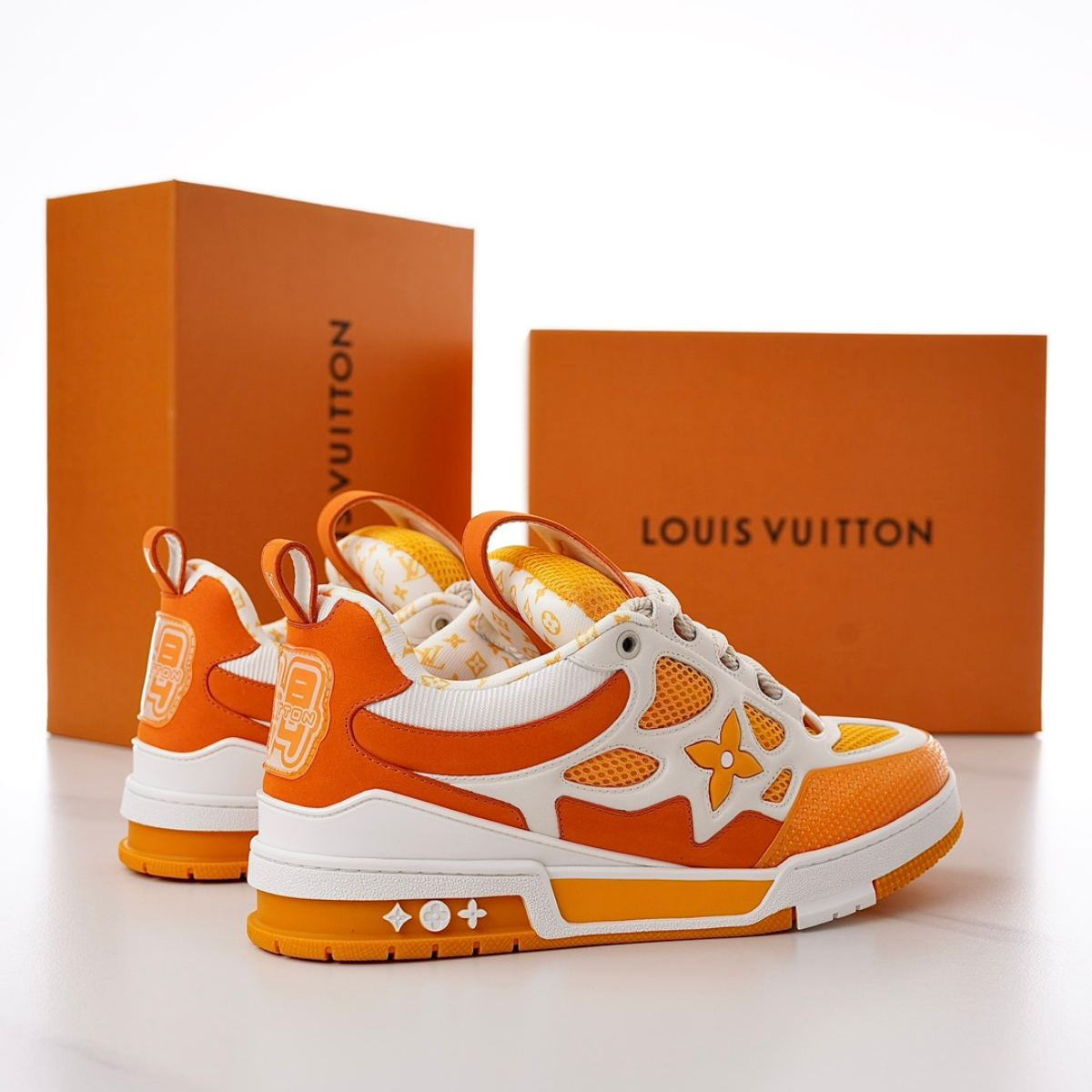 LV Skate Sneaker Orange White