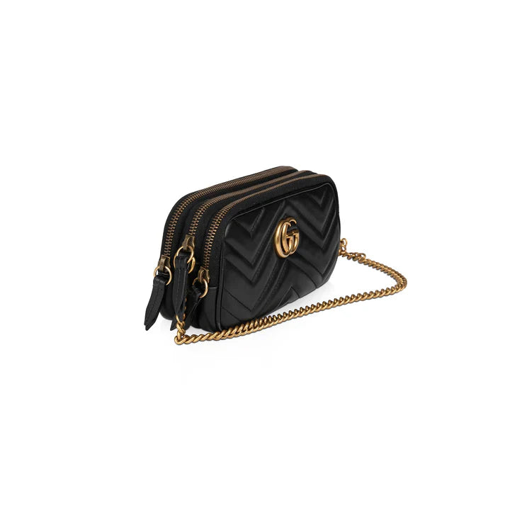 Mini GG Marmont Triple Zip Câmera Chain Bag